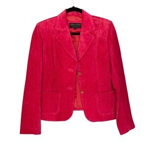 LEONARDOS CANADA Vintage Suede Button Front Blazer Jacket Red 4